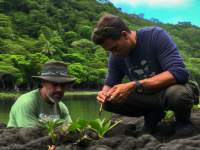 The team during their on field research in Samoan jungle