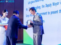 Jan Staš, team leader, recieving the award during the ceremony at GLAST 2023, China.