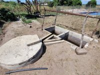 Installed biogas station and experimental ponds