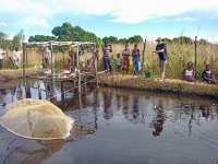 Jan Staš during fish pond monitoring