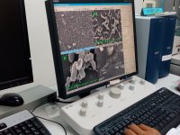 Using  scanning electron microscope to observe, how the tested compounds disturb microorganism cells (photo Jan Staš)