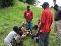 Students collecting data in the field