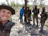 In the field accompanied by rangers who took care of our safety