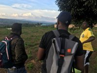 In the field with young farmers in Rwanda