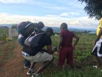In the field with young farmers in Rwanda