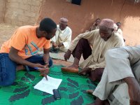 Interviewing farmers about climate change, Nigeria