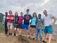 The whole team accompanied by local guides (from left: Teddy, Petr Němec, Adéla Delongová, Anna Maňourová, Adam Paleček, Kateřina Šamánková, guide Degafi, Jaromír Novák)